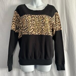 Victorias Secret Pink Rare VTG gold rhinestone bling logo sweatshirt, size S